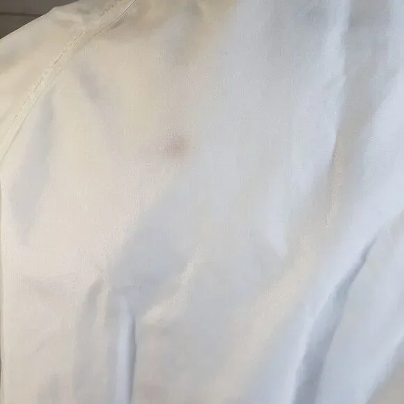 Vintage Unisex White Nylon Rain Jacket XL 2XL XXL Coat Zip & Snap Oversized - Picture 7 of 11